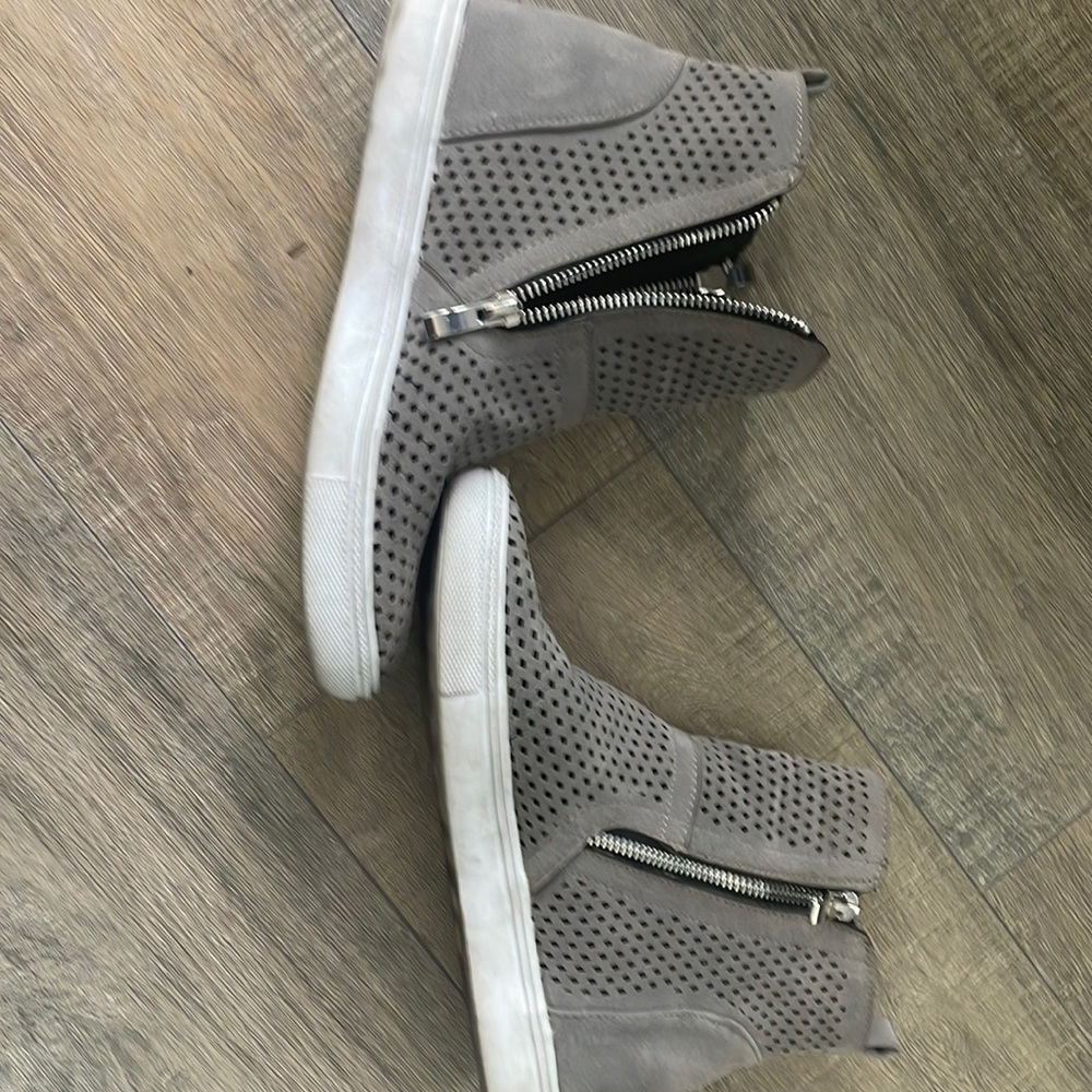 grey side zip sneakers